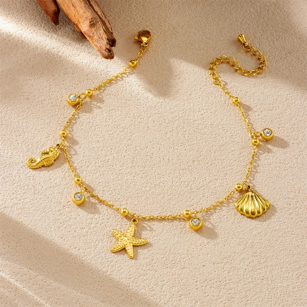 Bracelet Cheville Femme Breloques Marines - Acier Inoxydable
