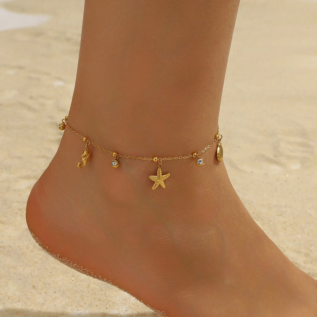 Bracelet Cheville Femme Breloques Marines - Acier Inoxydable