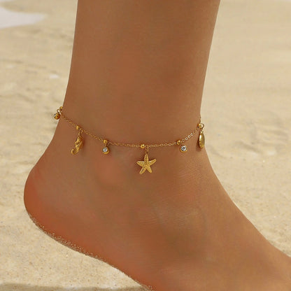Bracelet Cheville Femme Breloques Marines - Acier Inoxydable