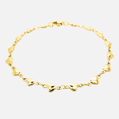 Bracelet Cheville Femme Coeurs en Acier Inoxydable