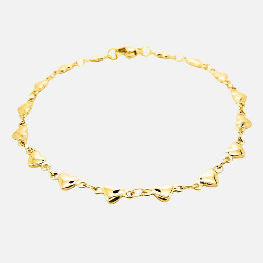 Bracelet Cheville Femme Coeurs en Acier Inoxydable