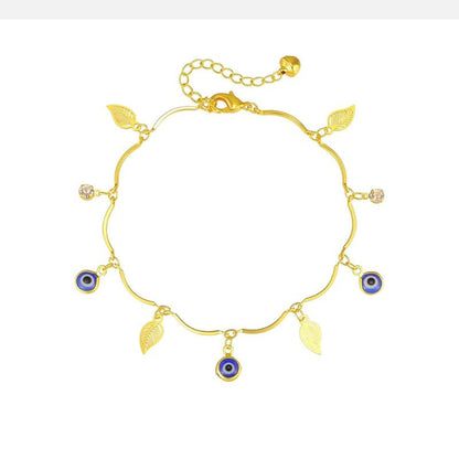 Bracelet Cheville Femme Œil Protecteur - Acier Inoxydable