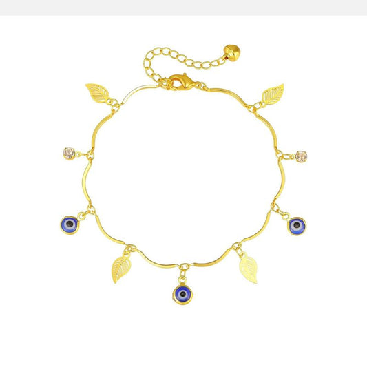 Bracelet Cheville Femme Œil Protecteur - Acier Inoxydable