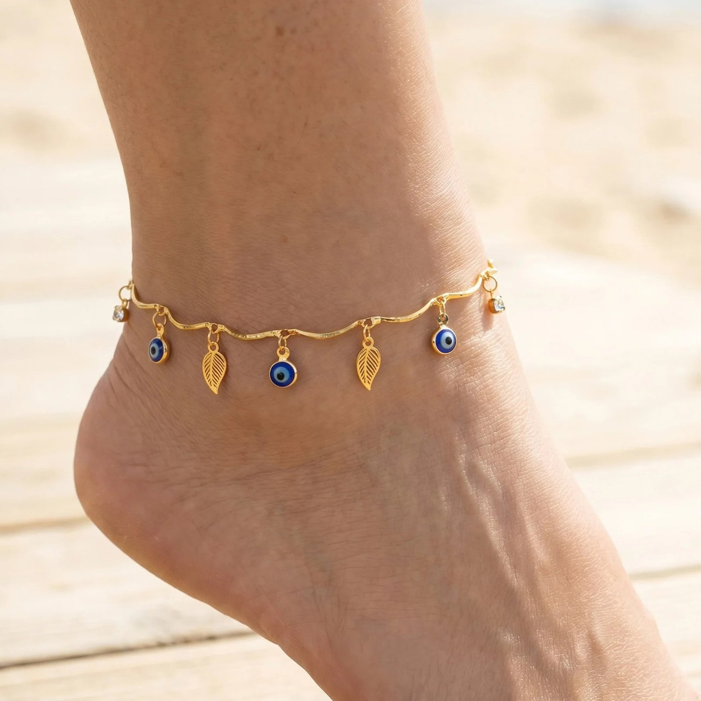 Bracelet Cheville Femme Œil Protecteur - Acier Inoxydable