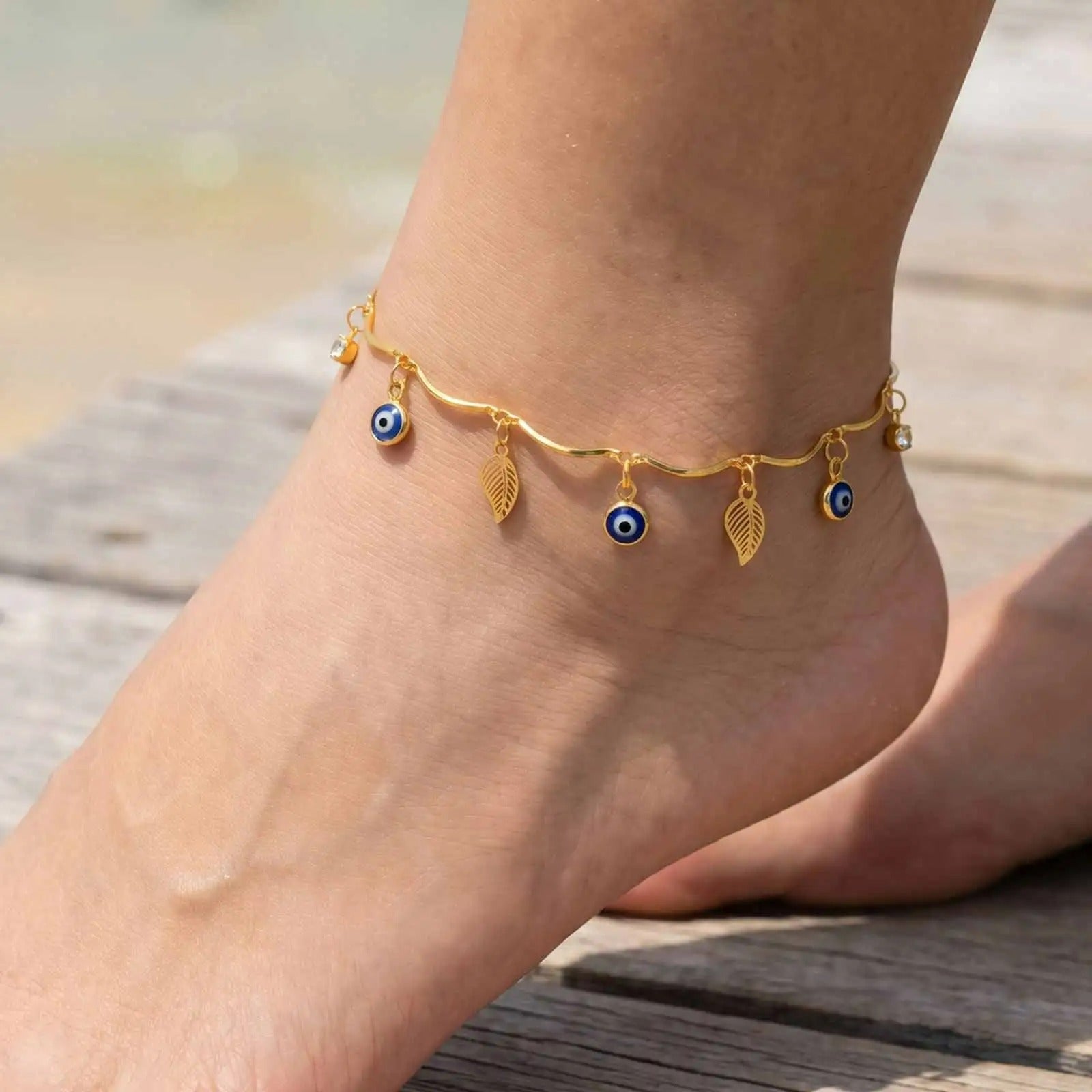 Bracelet Cheville Femme Œil Protecteur - Acier Inoxydable