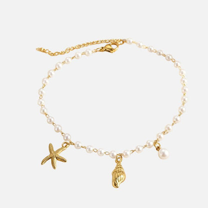 Bracelet Cheville Femme Perles Coquillage Étoile