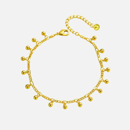 Bracelet Cheville Femme Petites Billes Dorées -Acier Inoxydable