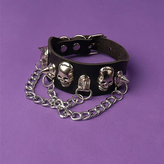 Bracelet Clou Homme Têtes De Mort Et Chaînes