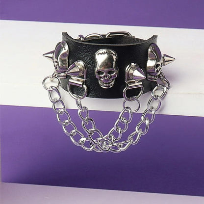 Bracelet Clou Homme Têtes De Mort Et Chaînes