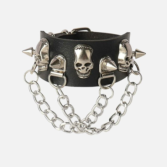 Bracelet Clou Homme Têtes De Mort Et Chaînes