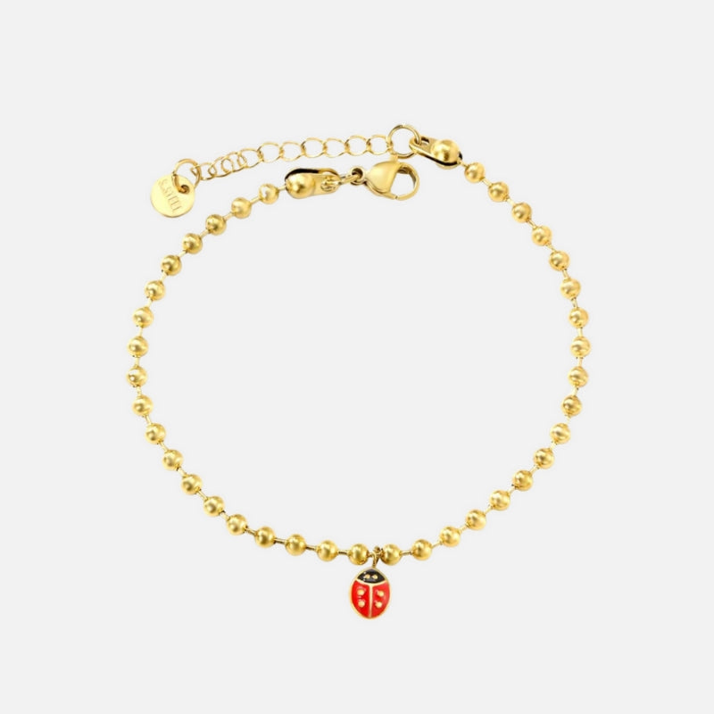 Bracelet Coccinelle Perles Dorées