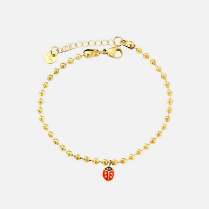 Bracelet Coccinelle Perles Dorées