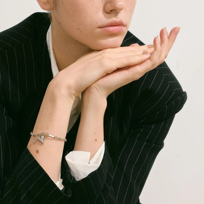 Bracelet Cœur Femme Acier Inoxydable Argenté Moderne