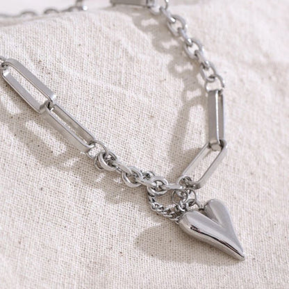 Bracelet Cœur Femme Acier Inoxydable Argenté Moderne