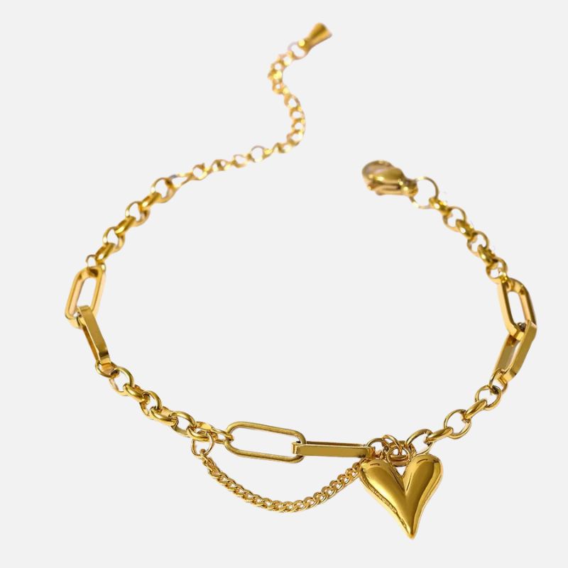 Bracelet Cœur Femme Acier Inoxydable Maillons Modernes