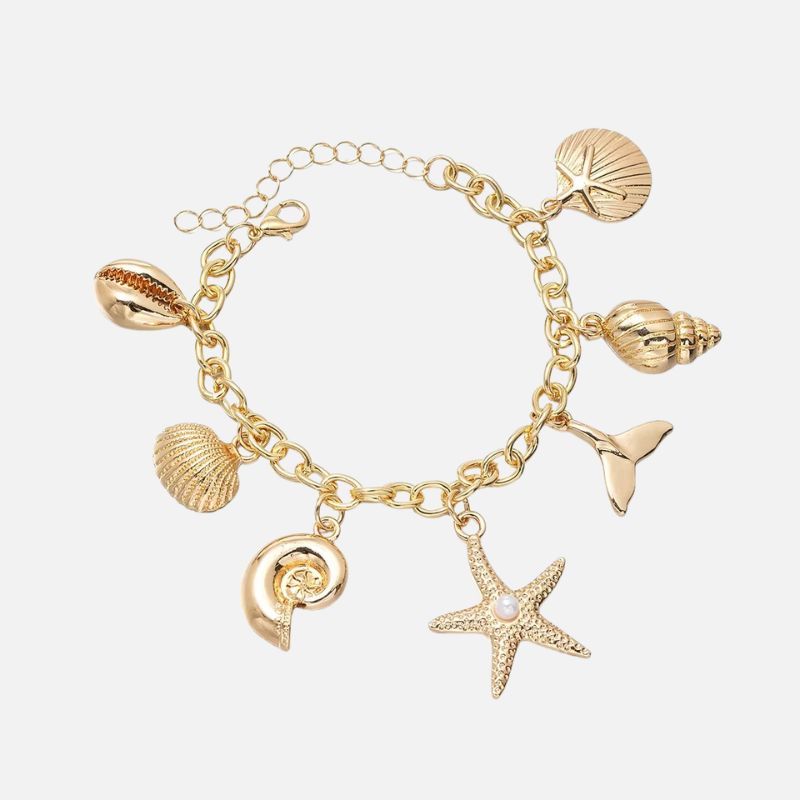 Bracelet Coquillage Femme Chaîne Breloques Marines - Acier Inoxydable
