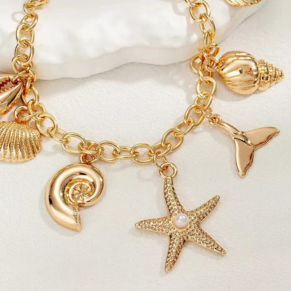 Bracelet Coquillage Femme Chaîne Breloques Marines - Acier Inoxydable