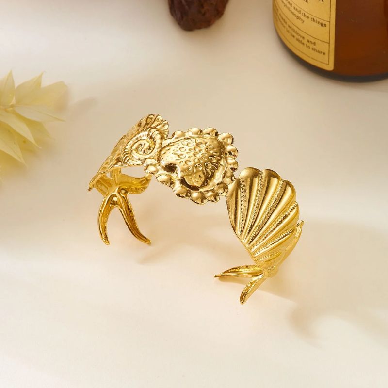 Bracelet Coquillage Femme Et Cœur De Mer – Acier Inoxydable