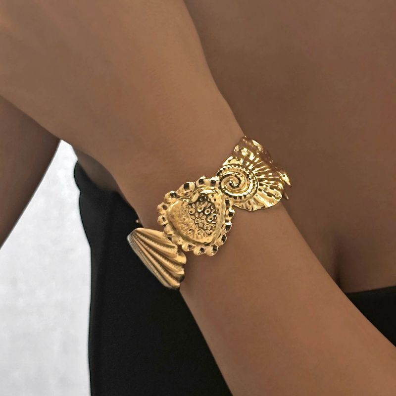 Bracelet Coquillage Femme Et Cœur De Mer – Acier Inoxydable