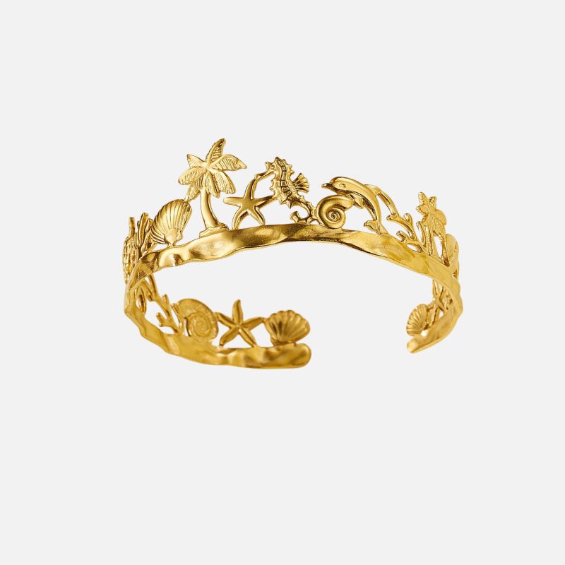 Bracelet Coquillage Femme Décor Marin Tropical - Acier Inoxydable