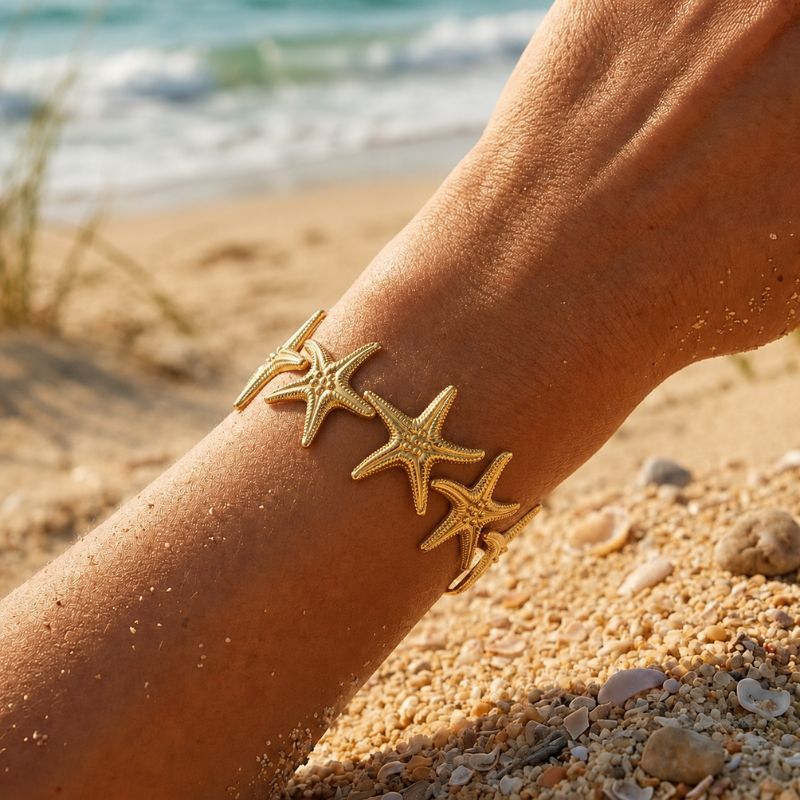 Bracelet Coquillage Femme Étoile De Mer - Acier Inoxydable