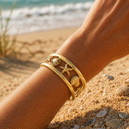 Bracelet Coquillage Femme Étoiles Et Saint-Jacques - Acier Inoxydable