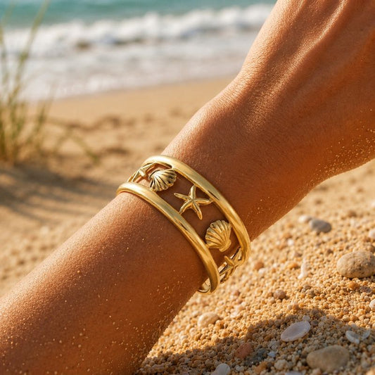 Bracelet Coquillage Femme Étoiles Et Saint-Jacques - Acier Inoxydable