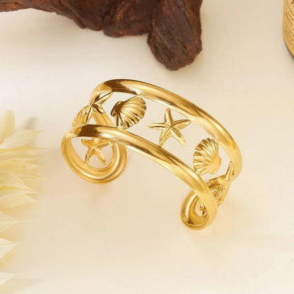 Bracelet Coquillage Femme Étoiles Et Saint-Jacques - Acier Inoxydable