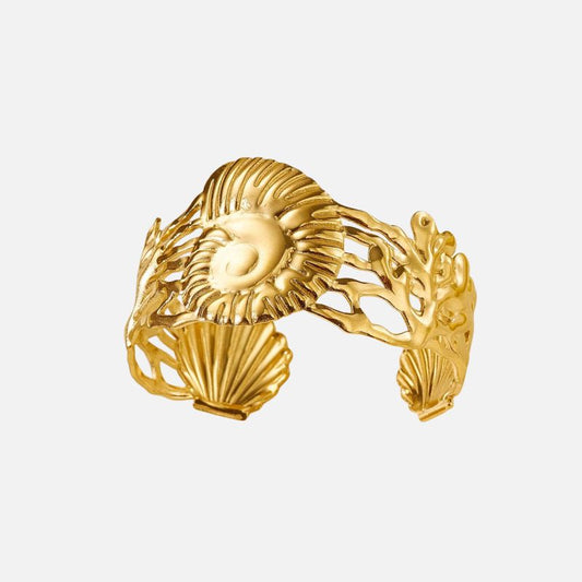 Bracelet Coquillage Femme Nautile Corail – Acier Inoxydable