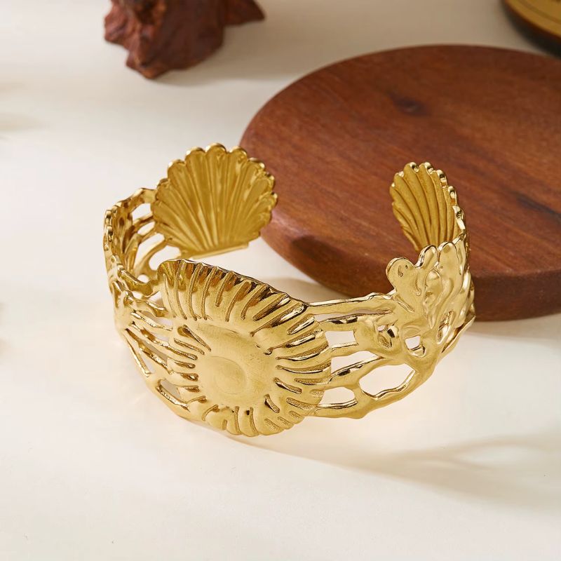 Bracelet Coquillage Femme Nautile Corail – Acier Inoxydable