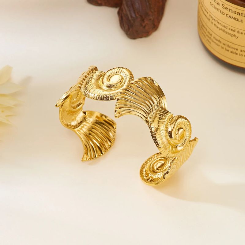 Bracelet Coquillage Femme Spirales Marines - Acier Inoxydable