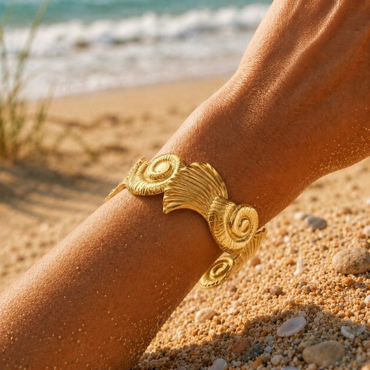 Bracelet Coquillage Femme Spirales Marines - Acier Inoxydable
