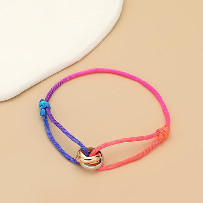 Bracelet Cordon Femme Anneaux Enlacés Acier Inoxydable
