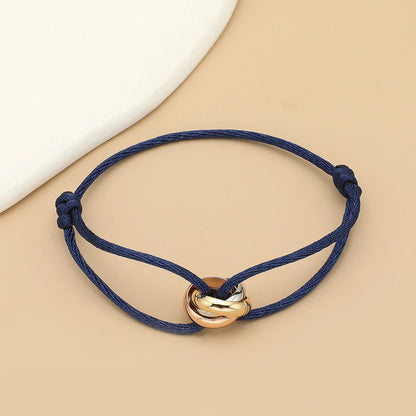 Bracelet Cordon Femme Anneaux Enlacés Acier Inoxydable