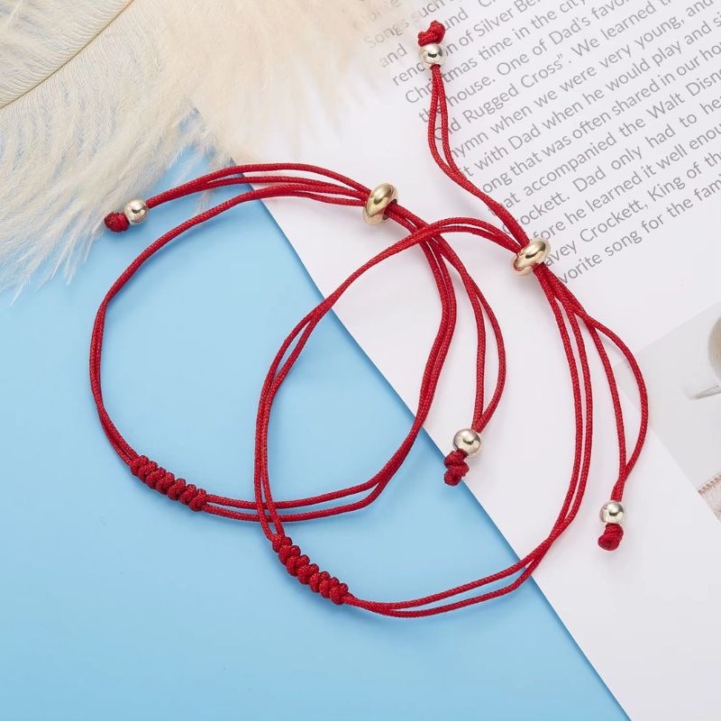 Bracelet Couple à 7 Noeuds Rouge