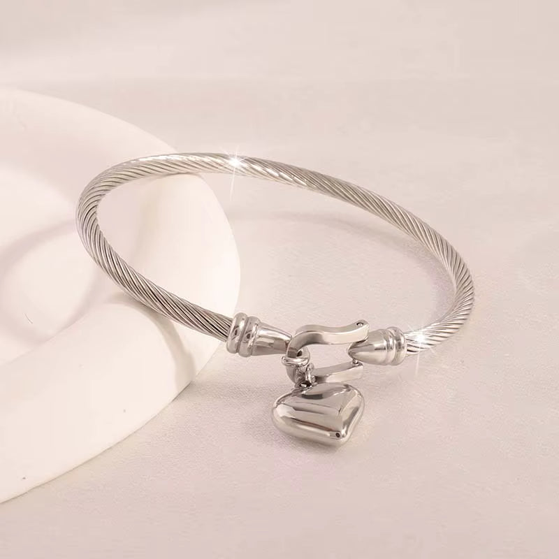 Bracelet Couple Acier Inoxydable Cœur Moderne