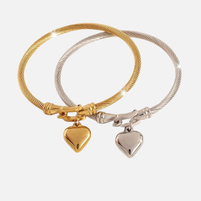 Bracelet Couple Acier Inoxydable Cœur Moderne