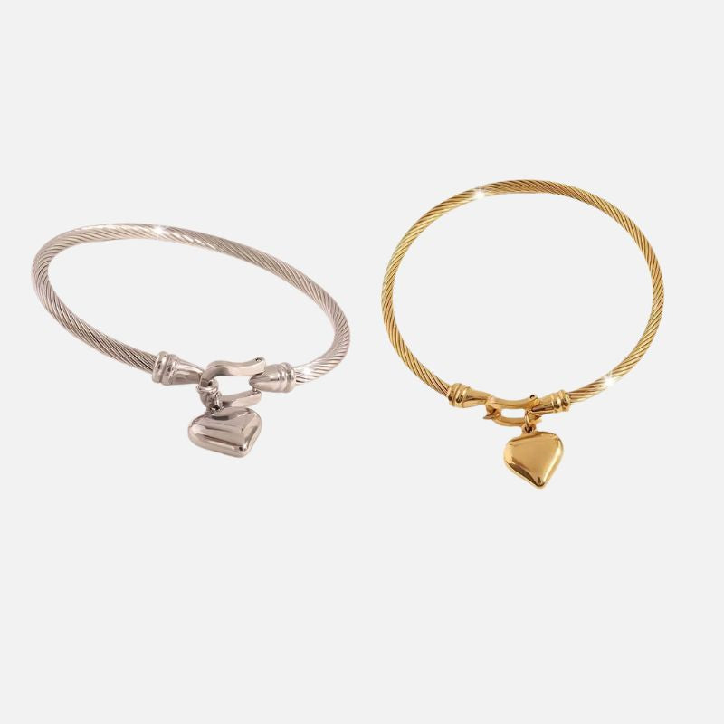 Bracelet Couple Acier Inoxydable Cœur Moderne