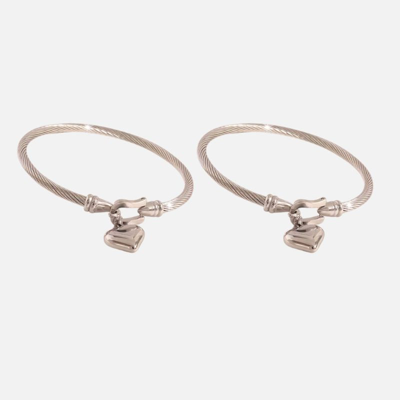 Bracelet Couple Acier Inoxydable Cœur Moderne