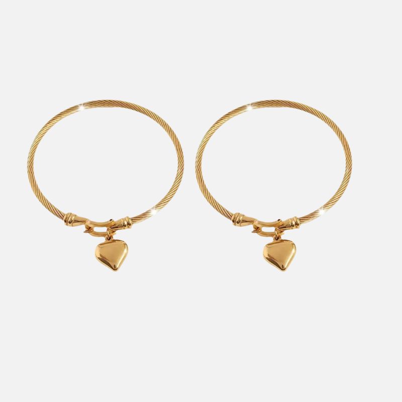 Bracelet Couple Acier Inoxydable Cœur Moderne