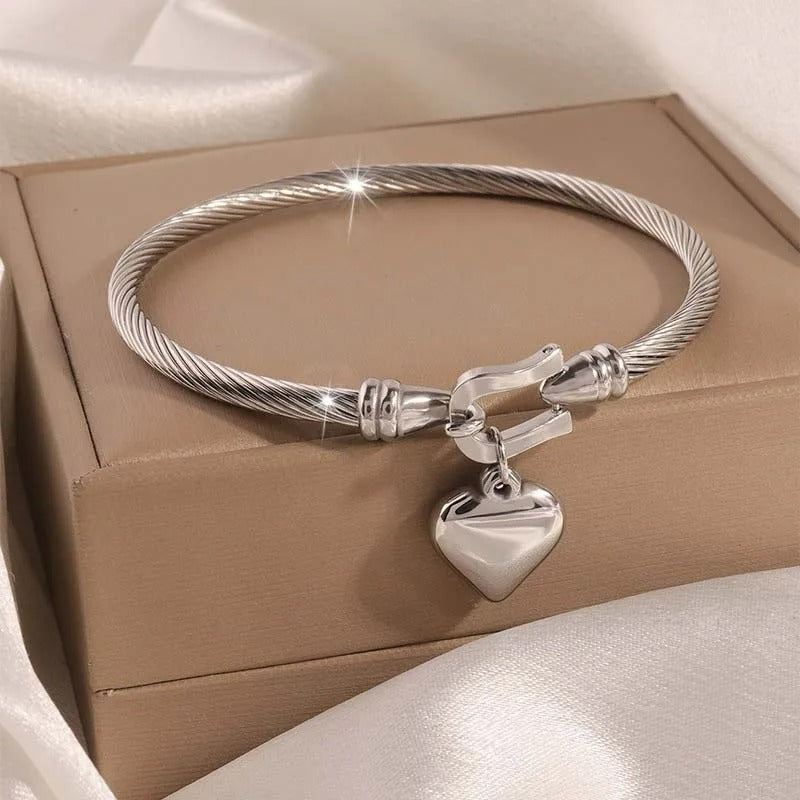 Bracelet Couple Acier Inoxydable Cœur Moderne