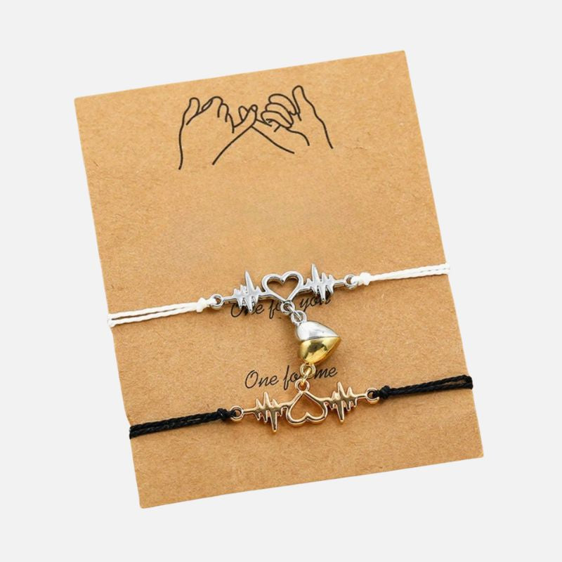 Bracelet Couple Battement De Cœur Aimantée
