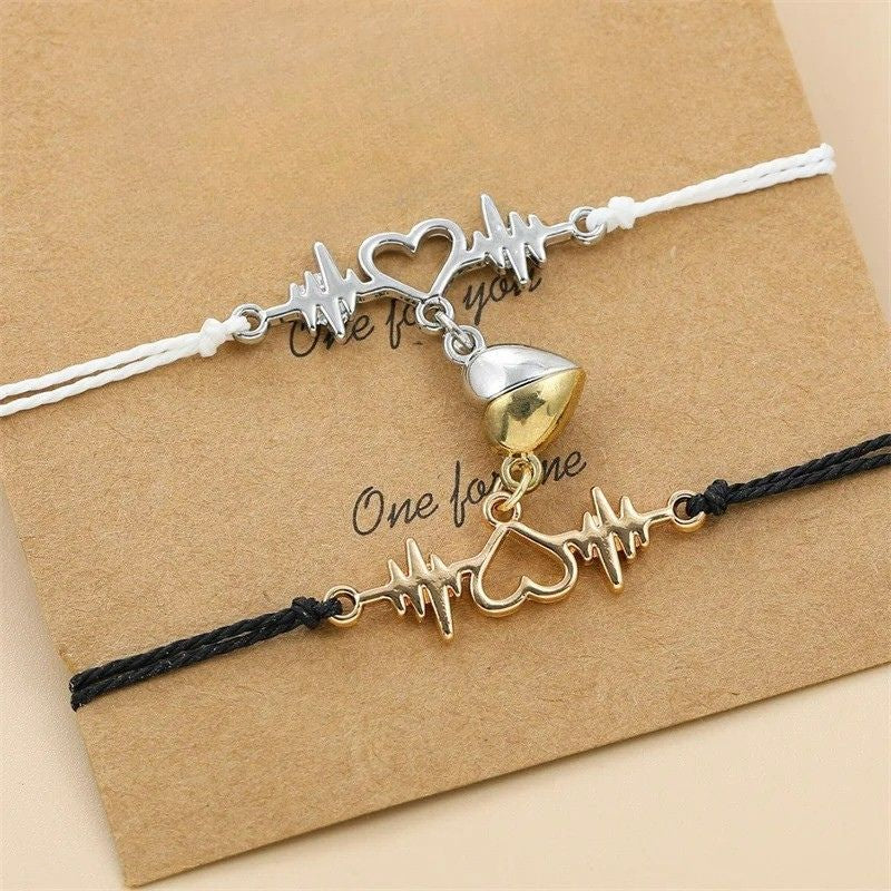Bracelet Couple Battement De Cœur Aimantée