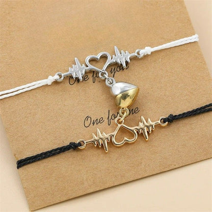 Bracelet Couple Battement De Cœur Aimantée