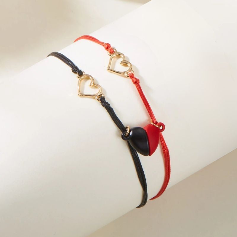 Bracelet Couple Cœur Aimanté Lien Éternel