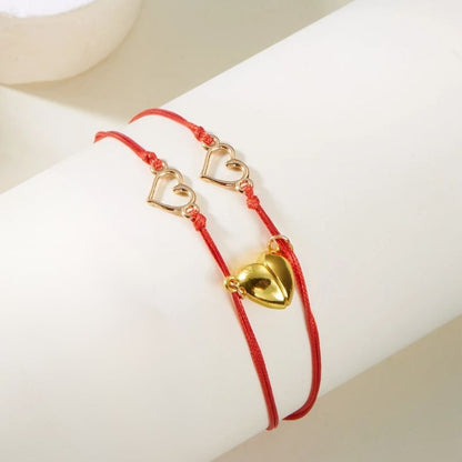 Bracelet Couple Fil Rouge Cœur Magnétique