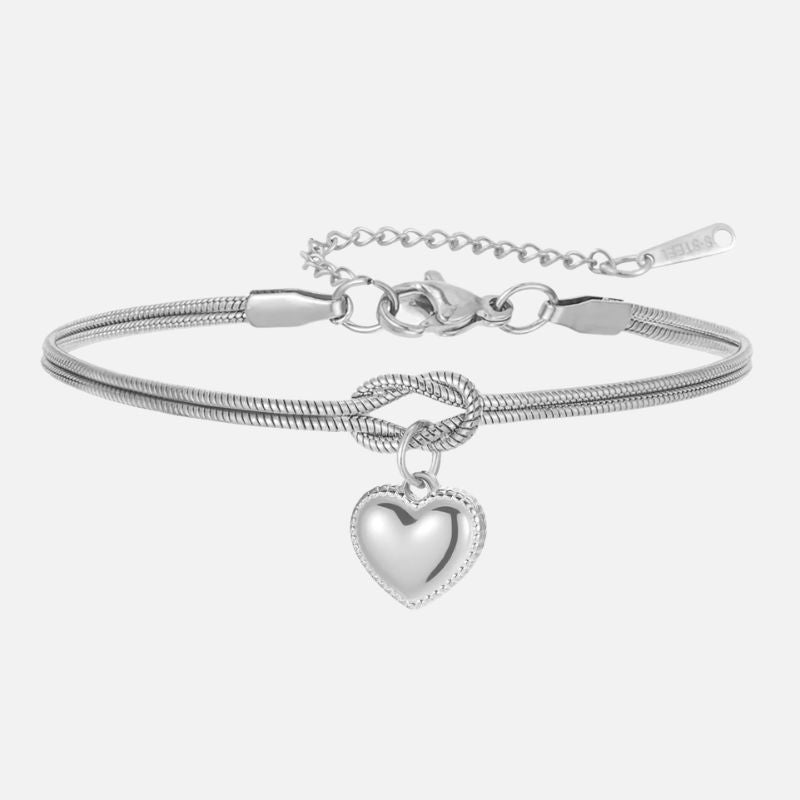 Bracelet Couple Nœud Cœur Éclat Intemporel - Acier Inoxydable