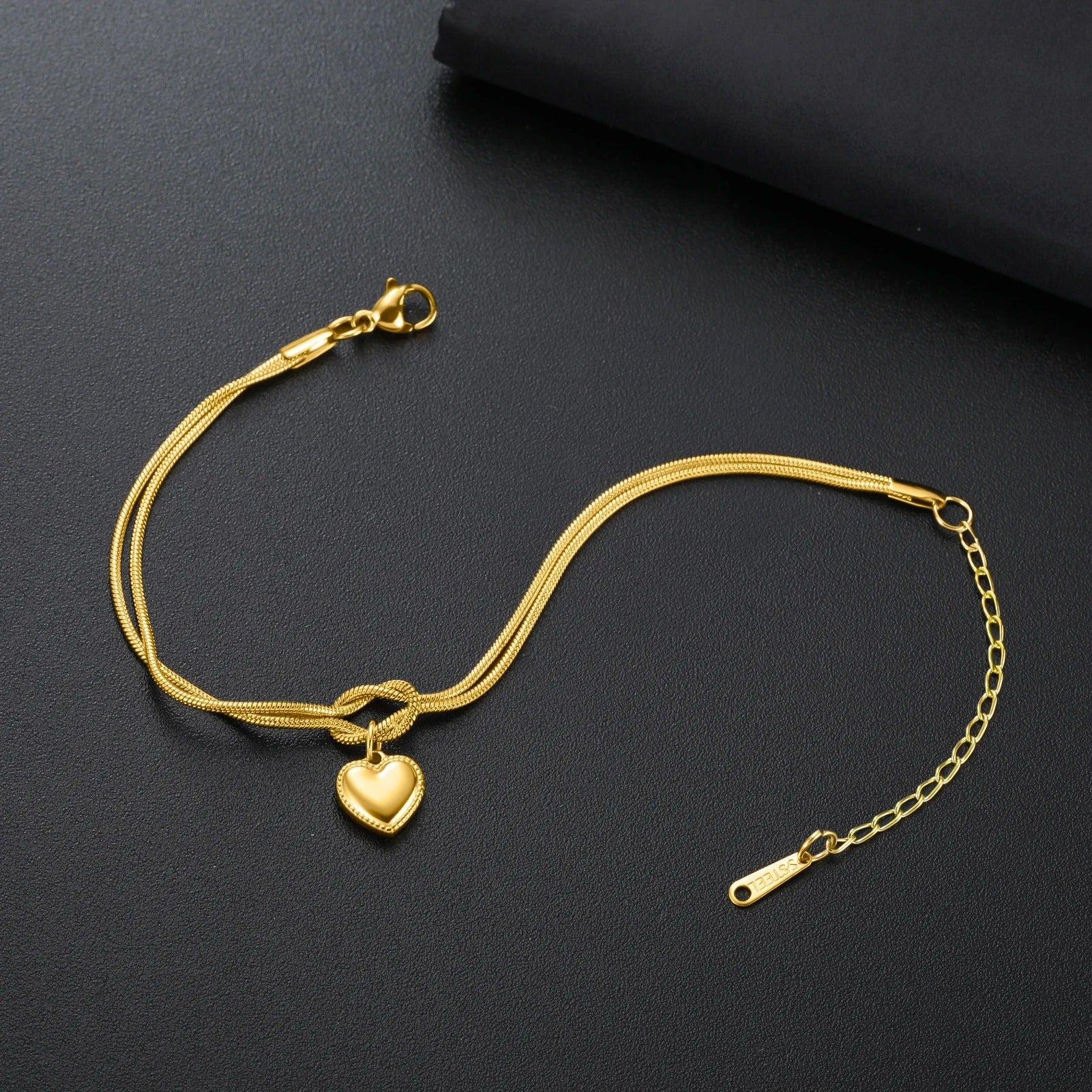 Bracelet Couple Nœud Cœur Éclat Intemporel - Acier Inoxydable