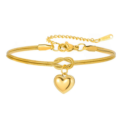 Bracelet Couple Nœud Cœur Éclat Intemporel - Acier Inoxydable