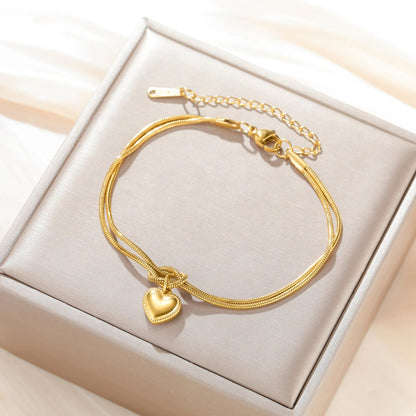 Bracelet Couple Nœud Cœur Éclat Intemporel - Acier Inoxydable